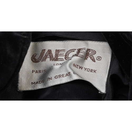 1100 - Vintage Jaeger black velvet trouser suit, size 12-14