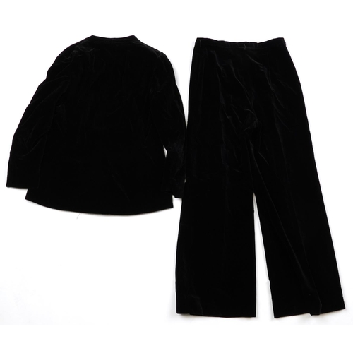 1100 - Vintage Jaeger black velvet trouser suit, size 12-14