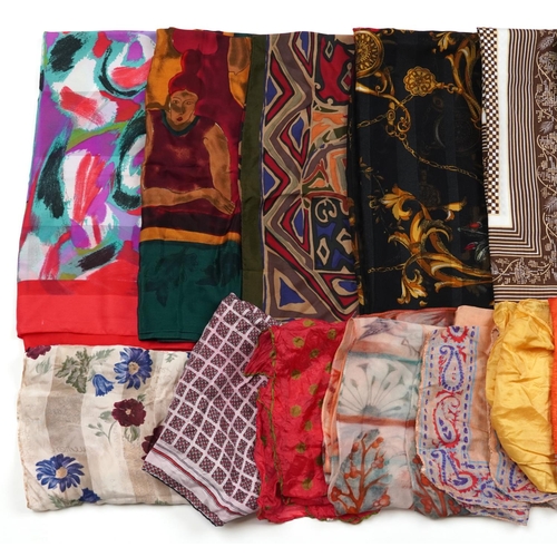 1096 - Assortment of silk and other scarves