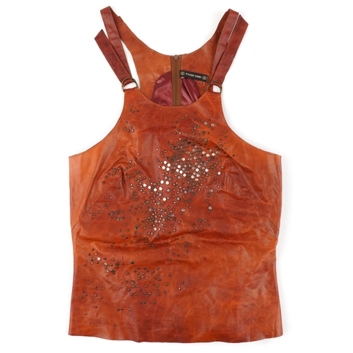 1103 - Plein Sud leather and studded vest, size 8-10