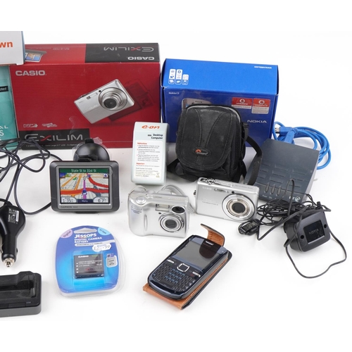 1064 - Electricals including Casio Exilim digital camera with box and Garmin Nuvi 250 sat nav