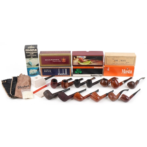 1302 - Briar tobacco smoking pipes including Dunhill Shell, Parker Royal, Hardcastle, Peterson's, Charatan,... 