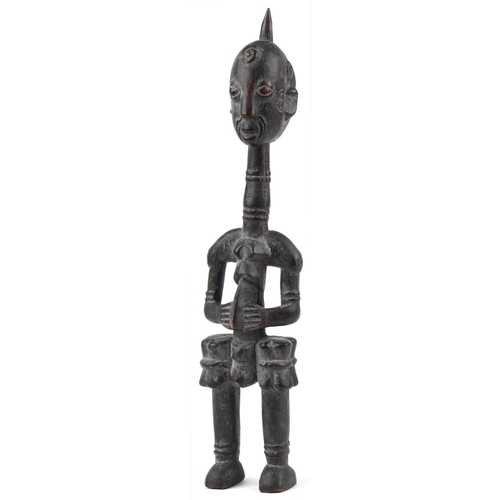 410 - Large African tribal interest carved hardwood  Luluwa figure from Congo, 55cm high