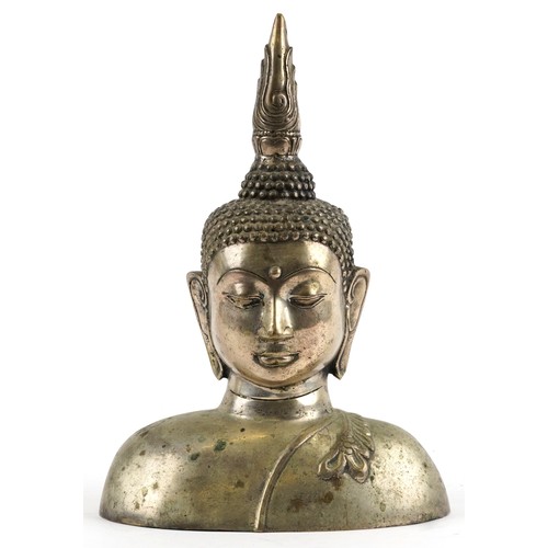 2579 - Chino Tibetan bronze bust of Buddha, 33.5cm high