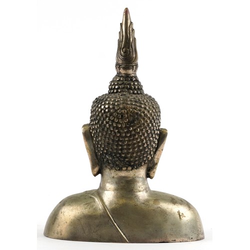 2579 - Chino Tibetan bronze bust of Buddha, 33.5cm high