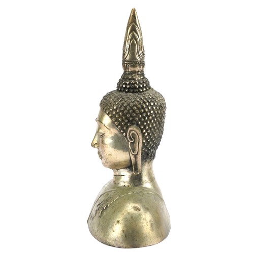 2579 - Chino Tibetan bronze bust of Buddha, 33.5cm high