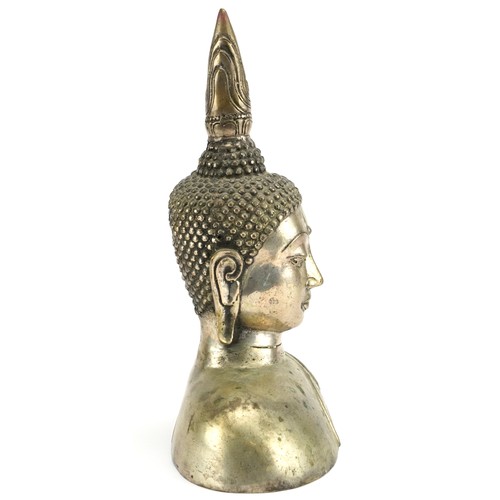 2579 - Chino Tibetan bronze bust of Buddha, 33.5cm high