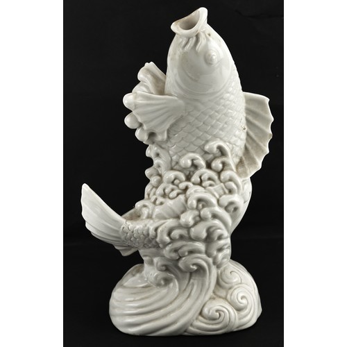 2731 - Chinese porcelain vase in the form of a Koi having a blanc de chine glaze, 25.5cm high