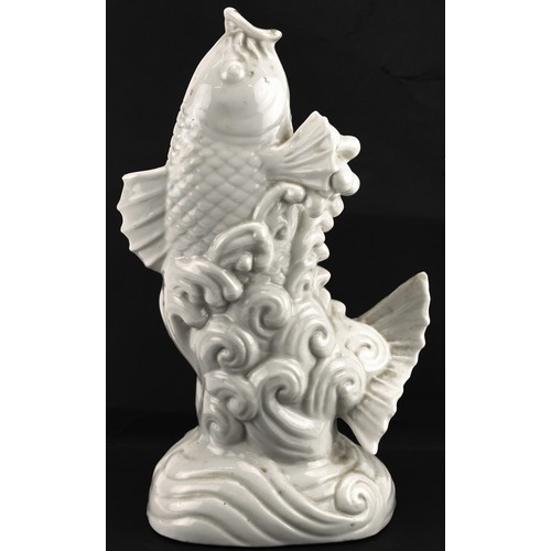 2731 - Chinese porcelain vase in the form of a Koi having a blanc de chine glaze, 25.5cm high