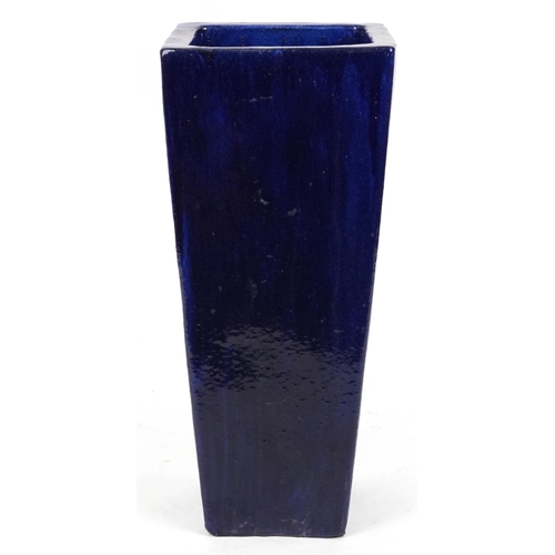 2231 - Large garden ceramic tapering planter having a purple glaze, 89.5cm high