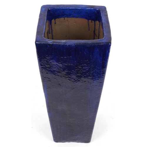 2231 - Large garden ceramic tapering planter having a purple glaze, 89.5cm high