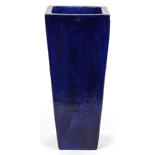 2231 - Large garden ceramic tapering planter having a purple glaze, 89.5cm high