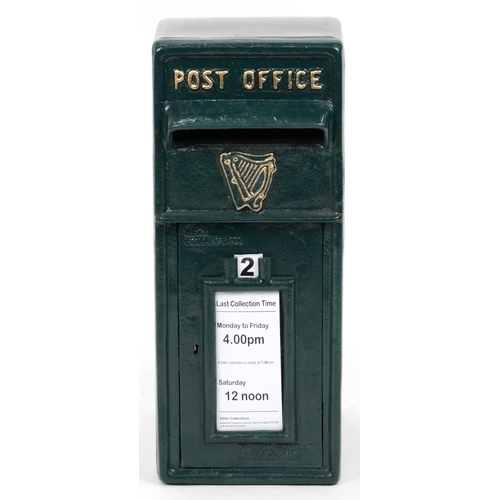 2114 - Guinness design green painted postbox, 57.5cm H x 24cm W x 38cm D