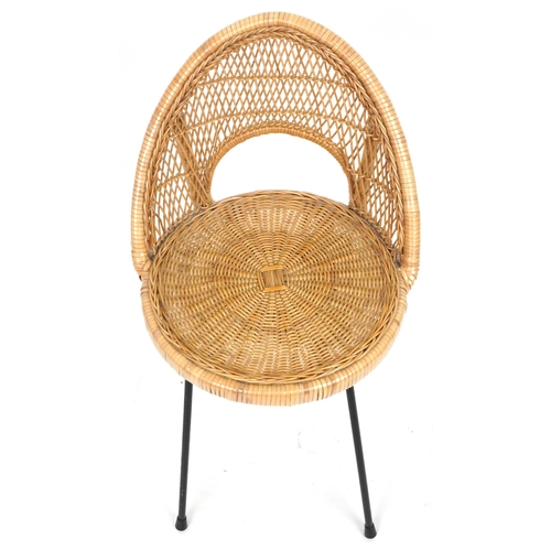 2113 - Vintage boudoir style cane chair, 80cm high