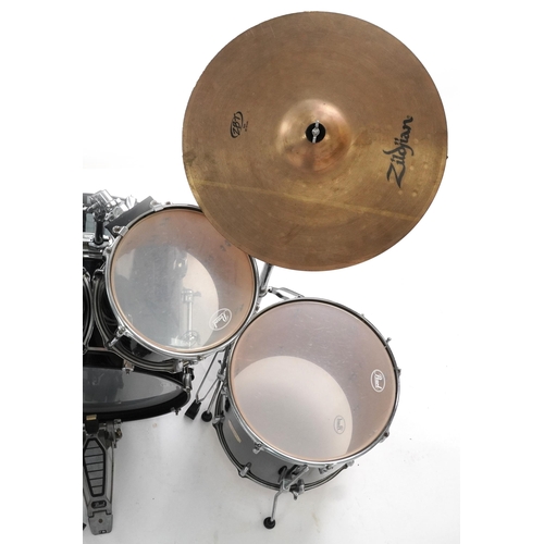 1001 - Pearl Export Drum Kit, Zildjian cymbals: 12 and 13” Toms, 16” Floor Tom, Base Drum and pedal, 14” Sn... 