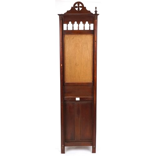 2107 - Art Nouveau walnut hall stand with mirrored back, frieze drawer and cupboard  base, 209cm H x 50cm W... 