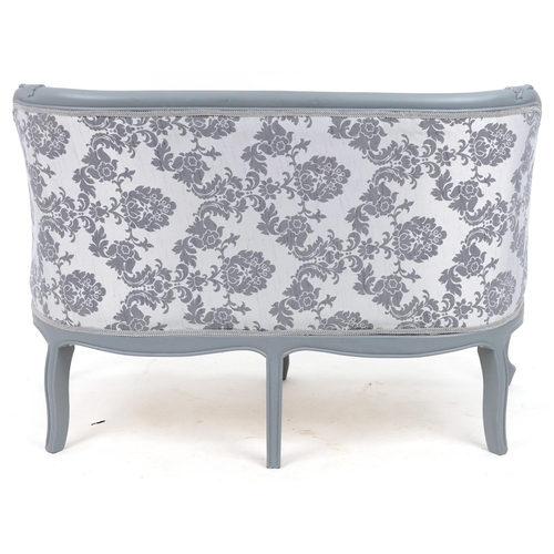 2141 - French style shabby chic two seater salon settee with contemporary floral upholstery, 82cm H x 114cm... 