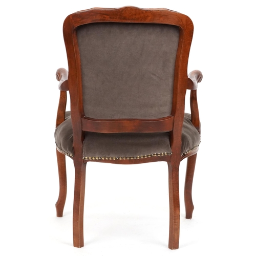 2110 - French style bedroom chair with Putti design upholstery, 88cm high