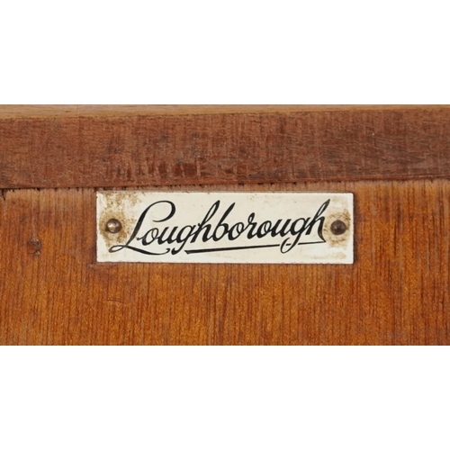 2065 - Loughborough, mid century teak eight drawer chest with brass inlay, 130cm H x 91.5cm W x 46cm D