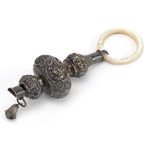 629 - Cornelius Desormaux Saunders and James Francis Hollings Shepherd, Victorian silver babies rattle whi... 