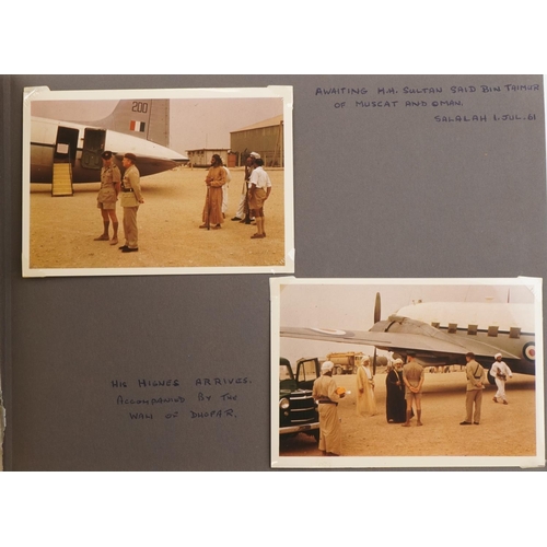 1647 - Military interest photographs arranged in an album relating to Royal Air Force Salalah, Dhofar, Musc... 