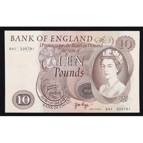 1617 - Elizabeth II Bank of England ten pound note, G B Page Chief Cashier, serial number B41 226791