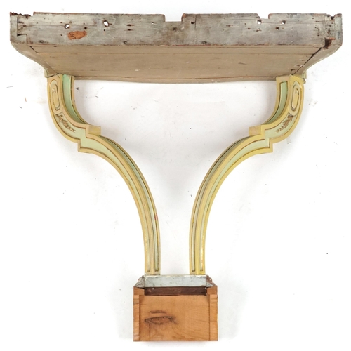 2049 - French cream and gilt painted console table with marble top, 85.5cm H x 84cm W x 43cm D