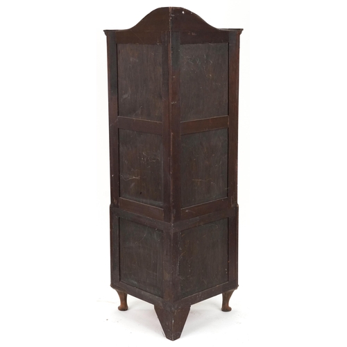 2096 - Queen Anne style walnut corner cabinet, 166cm H x 75cm W x 45cm D