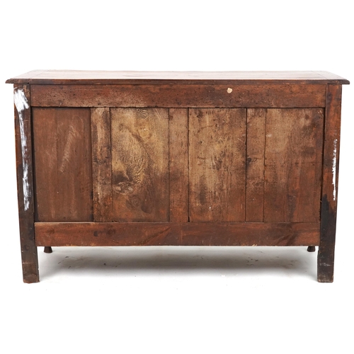 2038 - Provincial French fruit wood sideboard carved with flowers fitted with a drawer above a cupboard bas... 