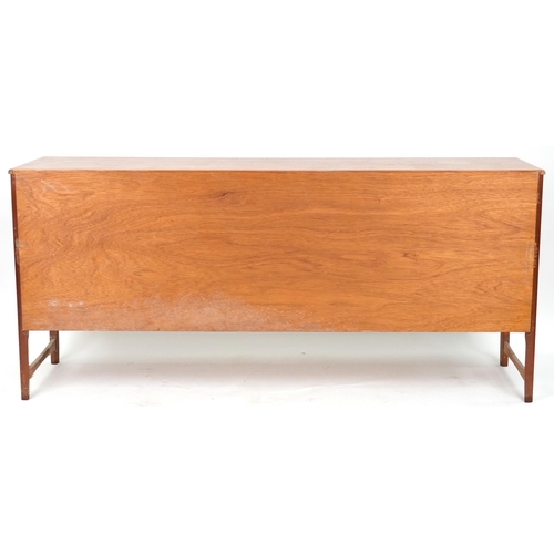 2084 - Nathan, mid century teak sideboard fitted with three drawers above three cupboard doors, 84cm H x 18... 