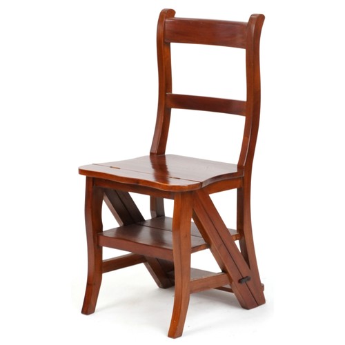 2024 - Set of metamorphic hardwood library chair/steps, 88cm high as chair