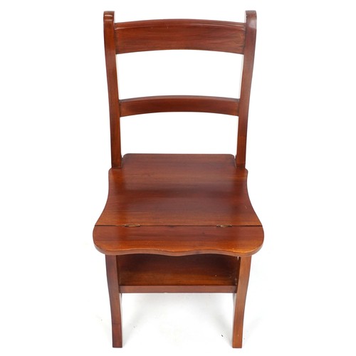 2024 - Set of metamorphic hardwood library chair/steps, 88cm high as chair