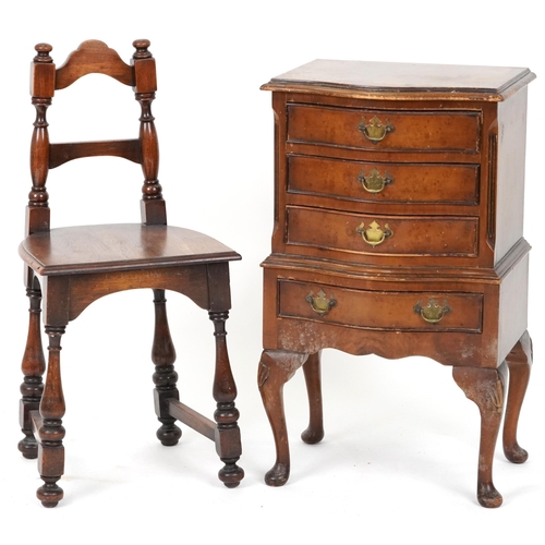 2143 - Mahogany serpentine front four drawer chest on cabriole legs and an occasional chair, the largest 79... 