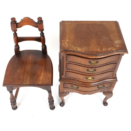 2143 - Mahogany serpentine front four drawer chest on cabriole legs and an occasional chair, the largest 79... 