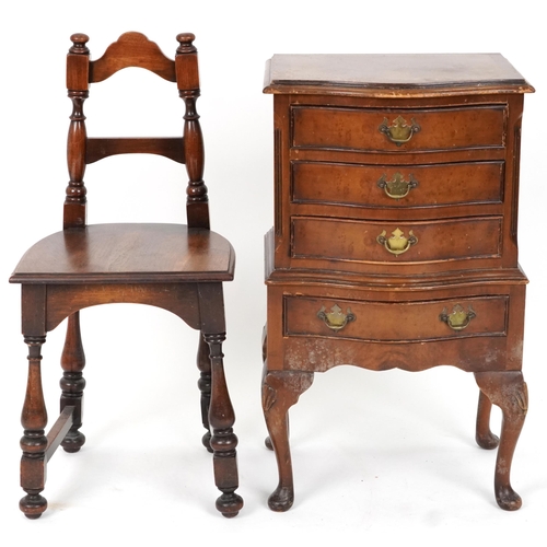 2143 - Mahogany serpentine front four drawer chest on cabriole legs and an occasional chair, the largest 79... 