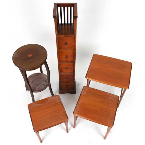 2103 - Occasional furniture including an Edwardian inlaid mahogany two tier stand with under tier and a fiv... 