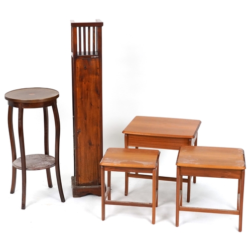 2103 - Occasional furniture including an Edwardian inlaid mahogany two tier stand with under tier and a fiv... 