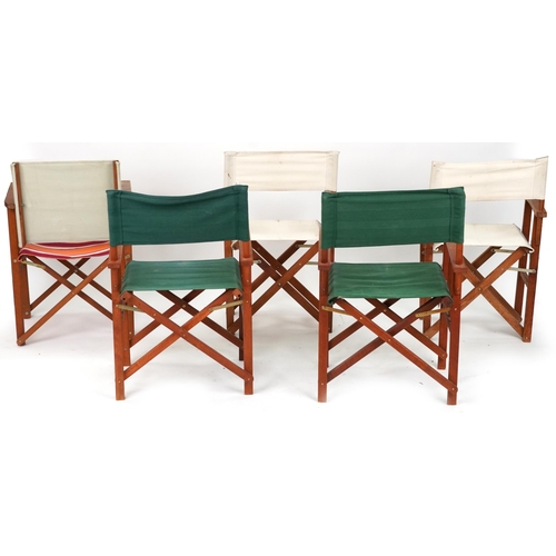 2156 - Five folding teak director's chairs, 90.5cm high