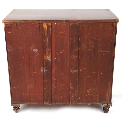 2012 - Scottish mahogany crossbanded chest with columns fitted with an arrangement of seven drawers, 106cm ... 