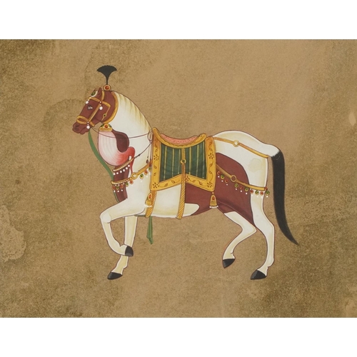 466 - Mughal horses, set of four Indian watercolour and gouaches, indistinct embossed watermarks, each mou... 