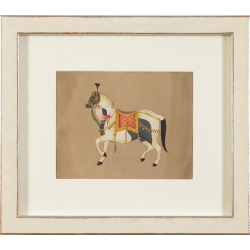 466 - Mughal horses, set of four Indian watercolour and gouaches, indistinct embossed watermarks, each mou... 