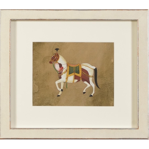 466 - Mughal horses, set of four Indian watercolour and gouaches, indistinct embossed watermarks, each mou... 