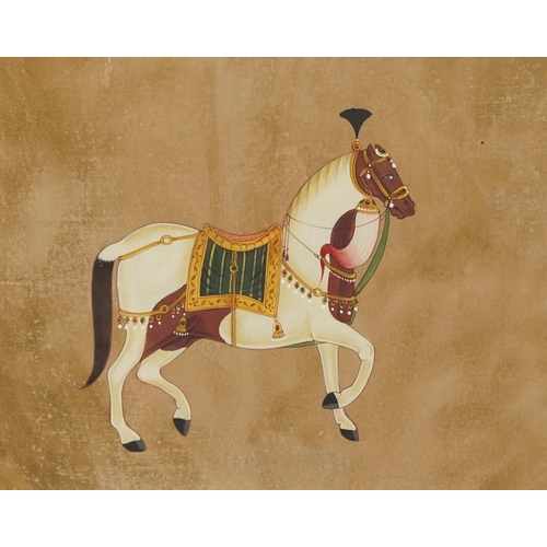 466 - Mughal horses, set of four Indian watercolour and gouaches, indistinct embossed watermarks, each mou... 