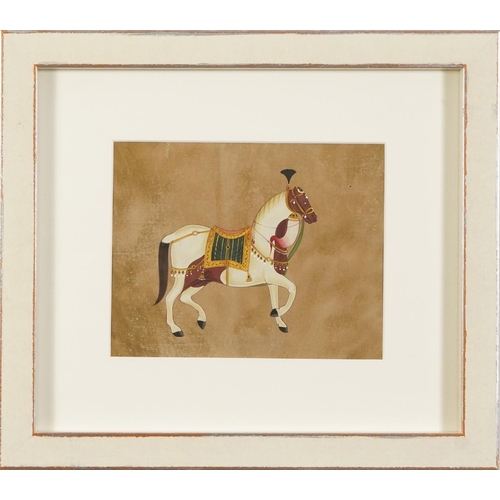 466 - Mughal horses, set of four Indian watercolour and gouaches, indistinct embossed watermarks, each mou... 