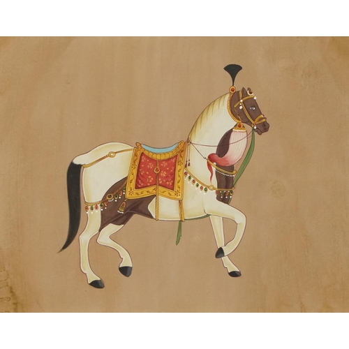 466 - Mughal horses, set of four Indian watercolour and gouaches, indistinct embossed watermarks, each mou... 