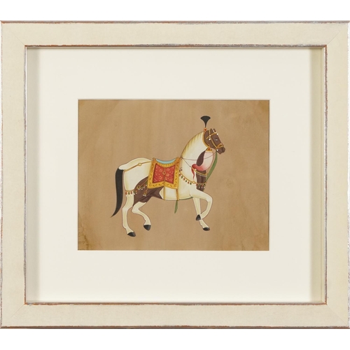 466 - Mughal horses, set of four Indian watercolour and gouaches, indistinct embossed watermarks, each mou... 