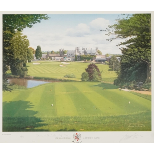 2682 - Graeme W Baxter - 18th Hole, St Pierre, pencil signed golfing interest print in colour, limited edit... 