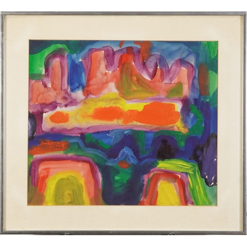 2180 - Hyman J Warsager - Abstract composition, South West USA, watercolour, details verso, mounted, framed... 