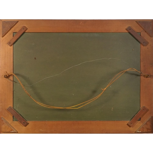 2427 - F Brombacher - La Chasse au Faucon, French classical marquetry panel, framed, overall 95cm x 70cm