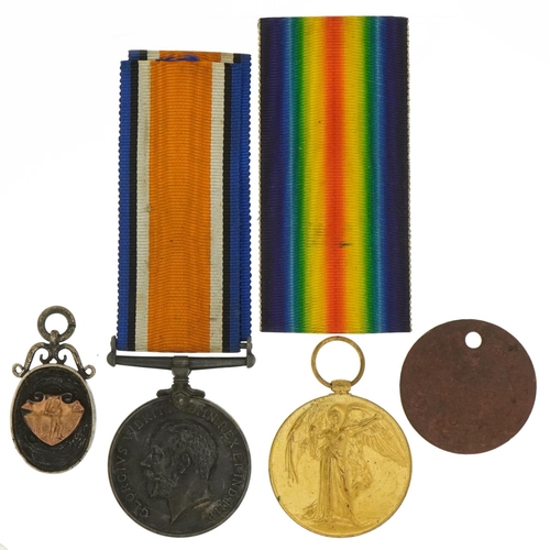 1352 - British military World War I pair with related dog tag and silver sports jewel, the pair awarded to ... 